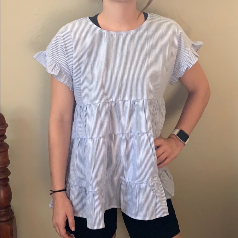 Blue pin stripe blouse. NWT